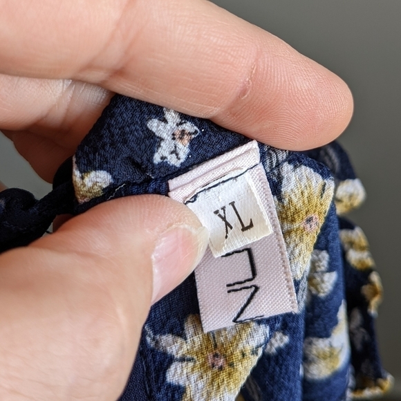 KEBUNUO Navy Blue Asian Style Short Sleeve Top XL/ M - Picture 8 of 12